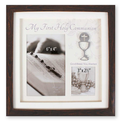 Picture of COMMUNION PHOTO FRAME BROWN 4X6-2.5X3